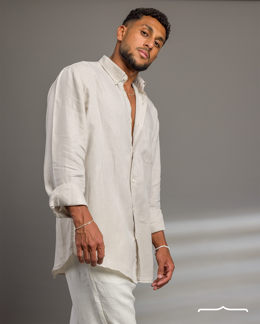 Button down linen shirt in Beige