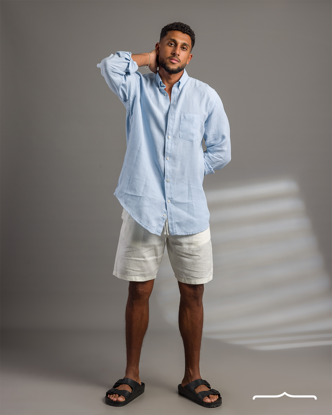 Button down linen shirt in Baby Blue