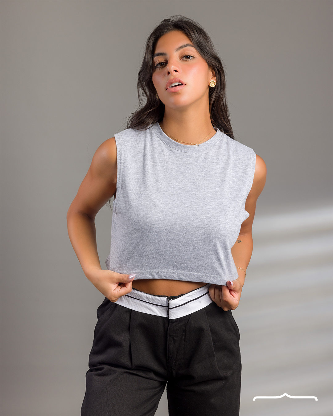 Basic Crop Top in Grey