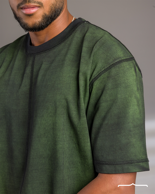 Stache Stitched oversize T-shirt in Washed Olive