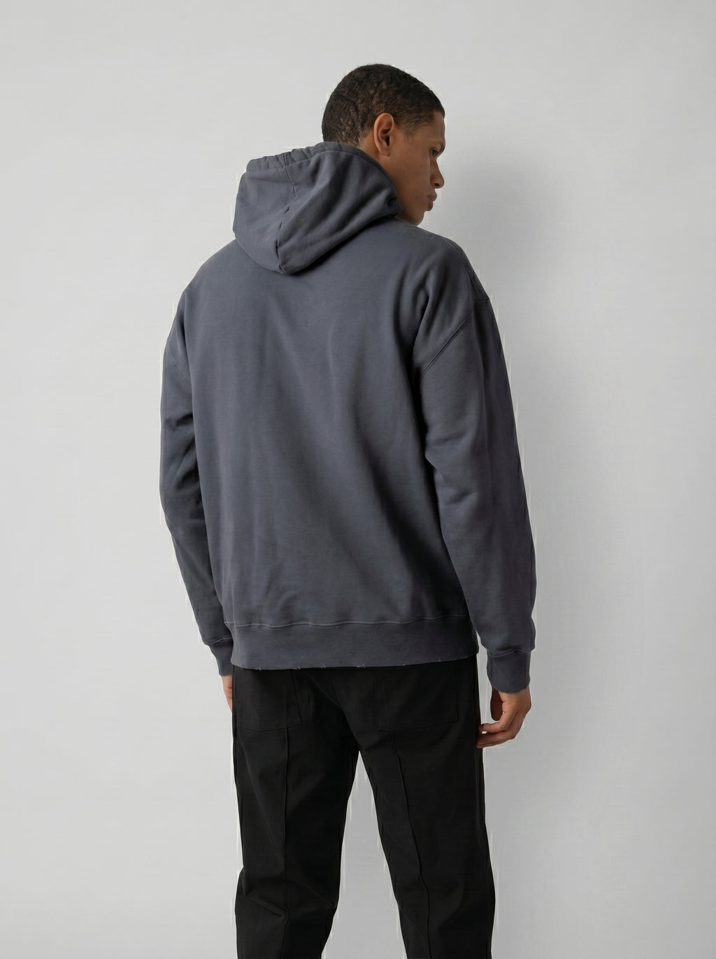 Barcode Washed Hoodie in Dark Grey