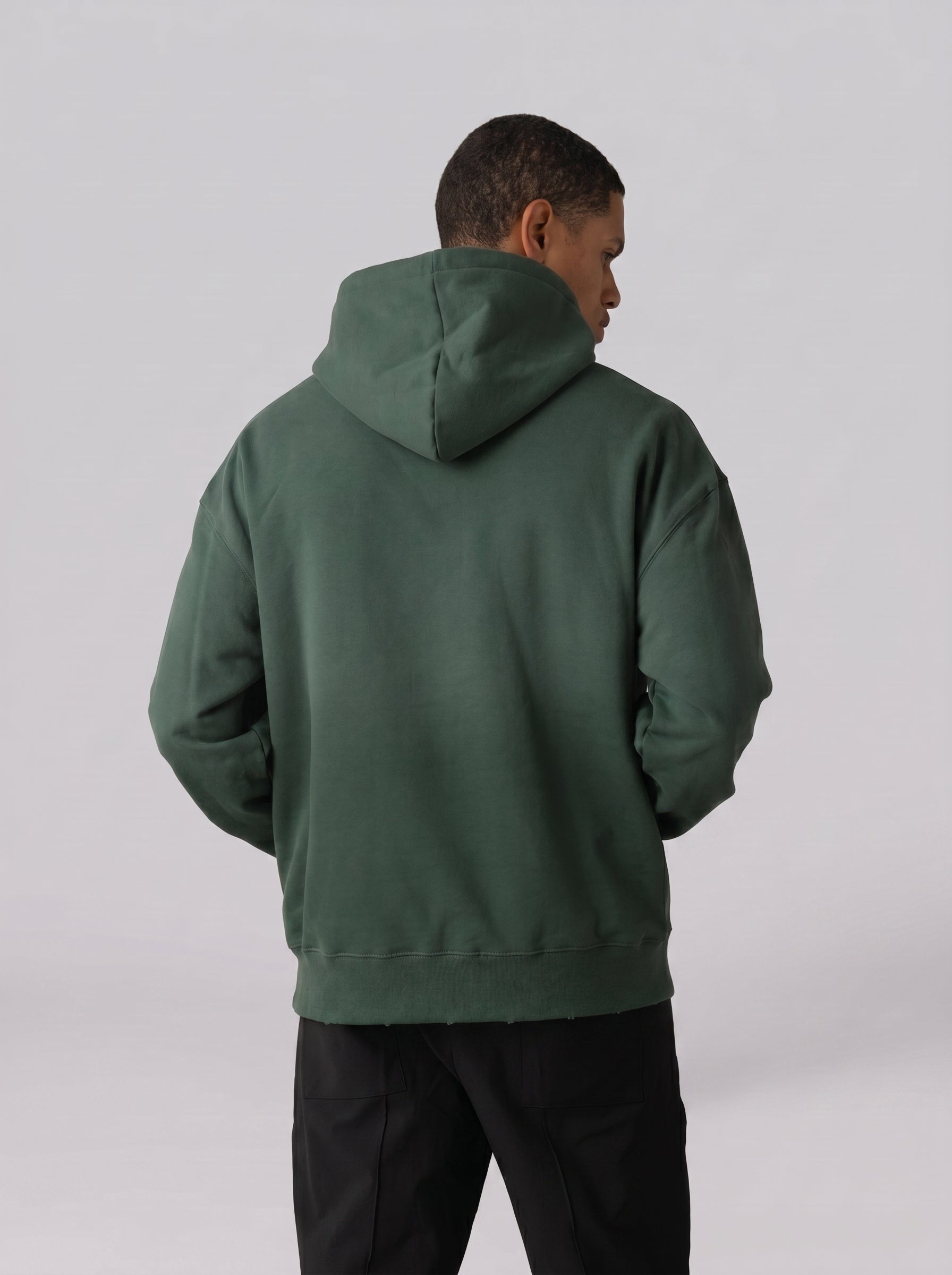 Barcode Washed Hoodie in Green