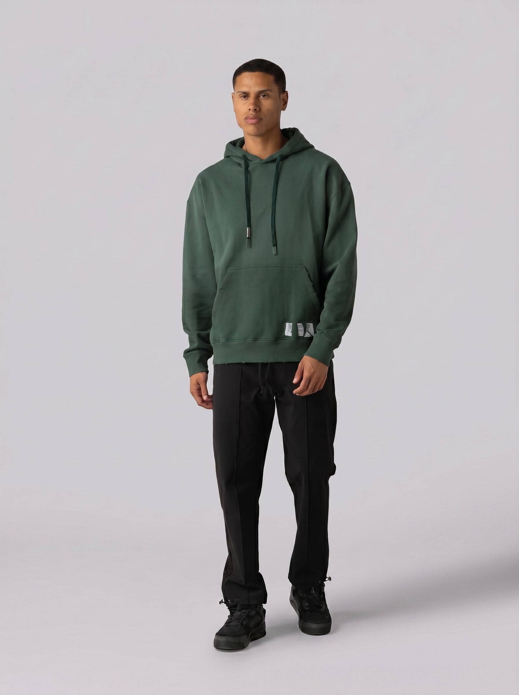 Barcode Washed Hoodie in Green