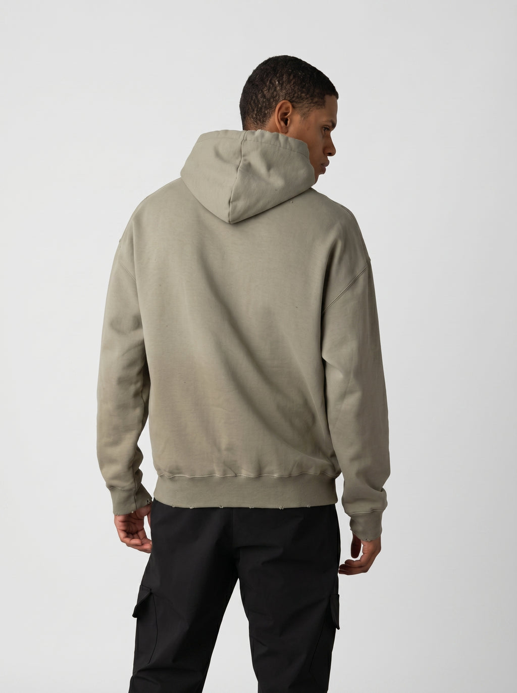 Barcode Washed Hoodie in Olive
