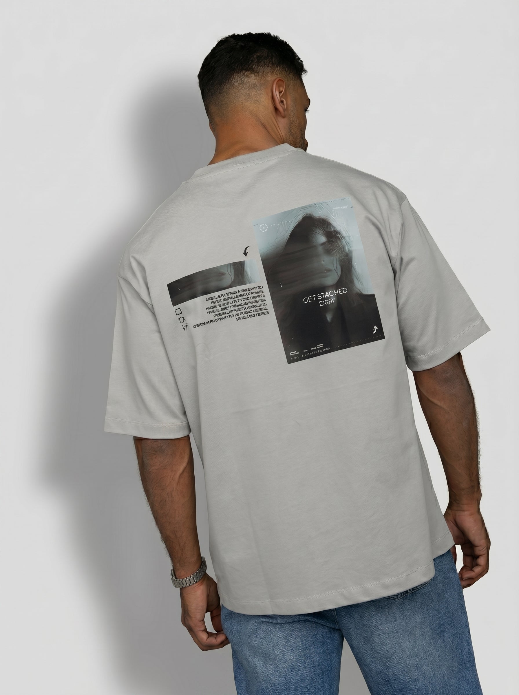 Blurred Oversize T shirt in Light Grey