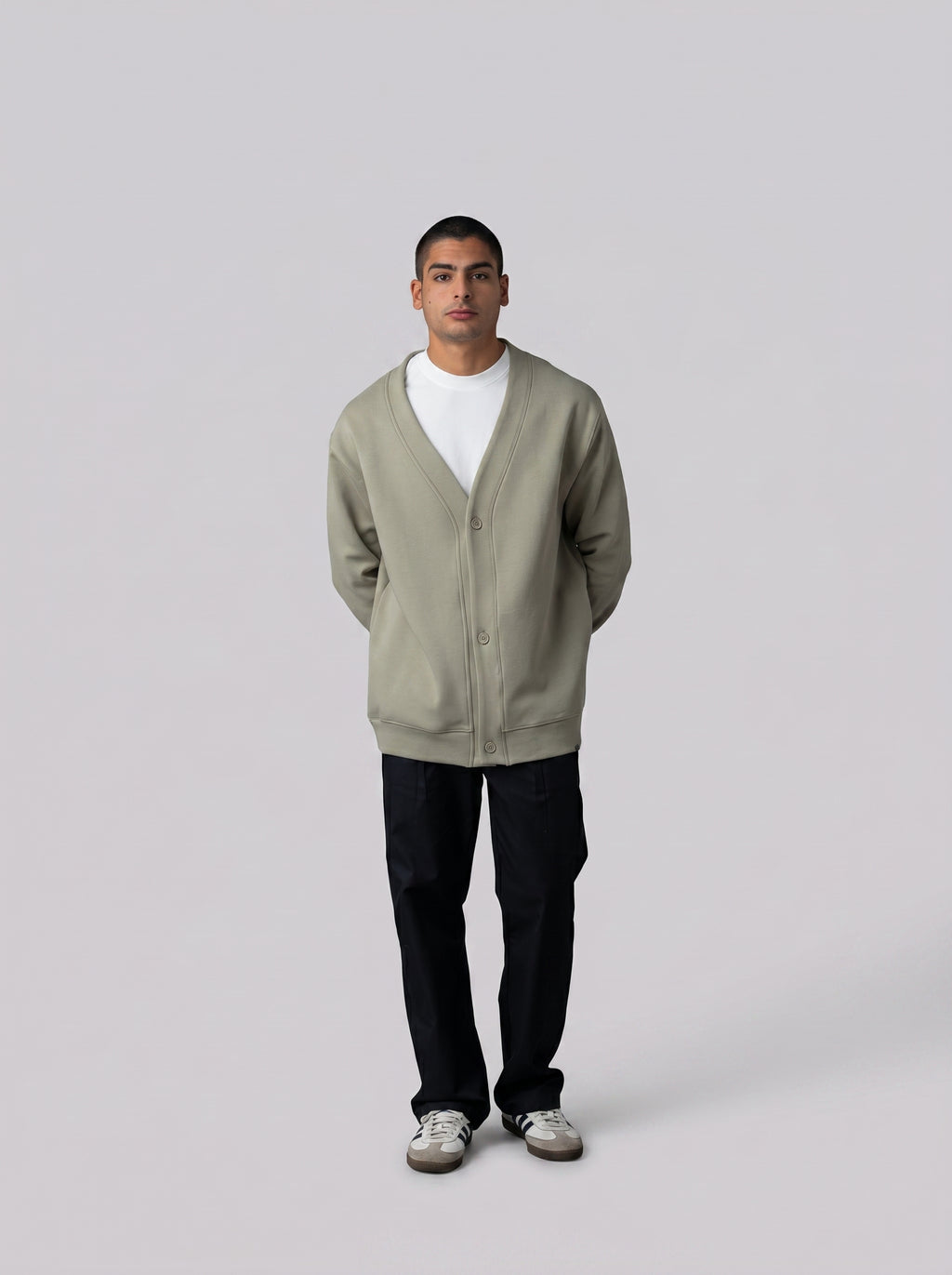 Cardigan with Buttons in Olive