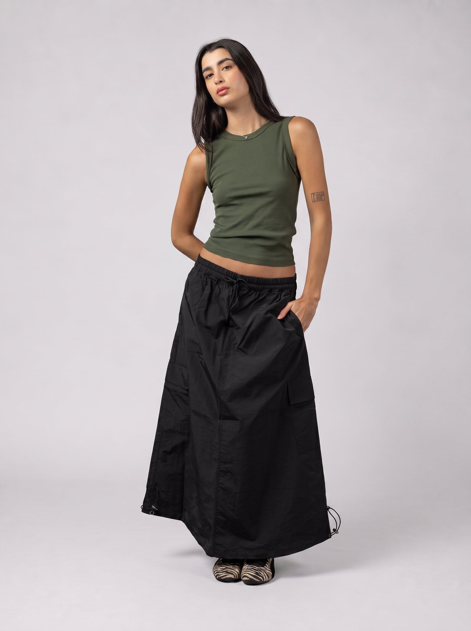 Cargo Adjustable Skirt Black