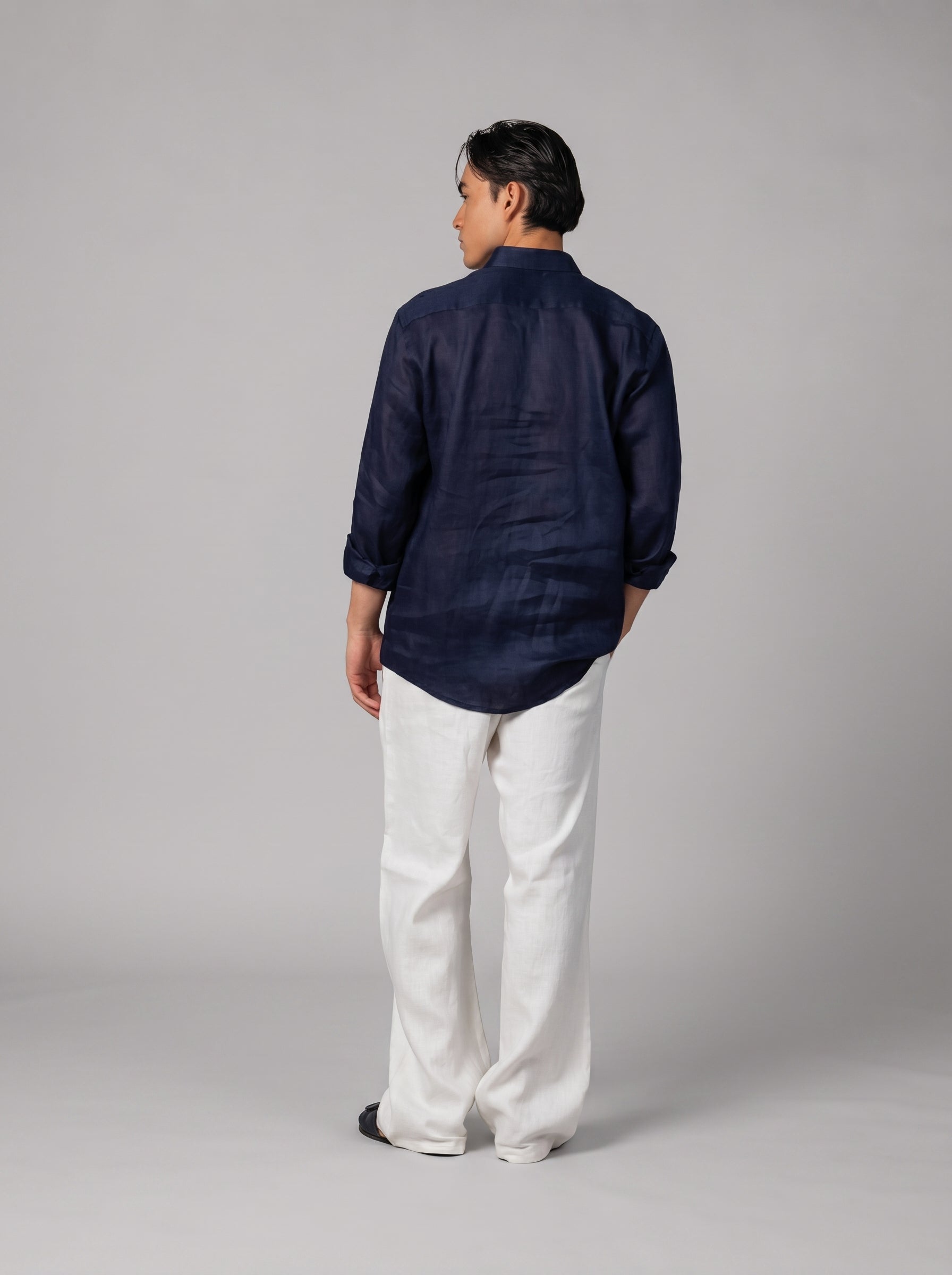 Classic Linen Shirt Volume 3 in Navy Blue