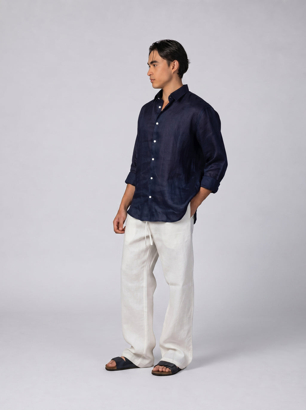Classic Linen Shirt Volume 3 in Navy Blue