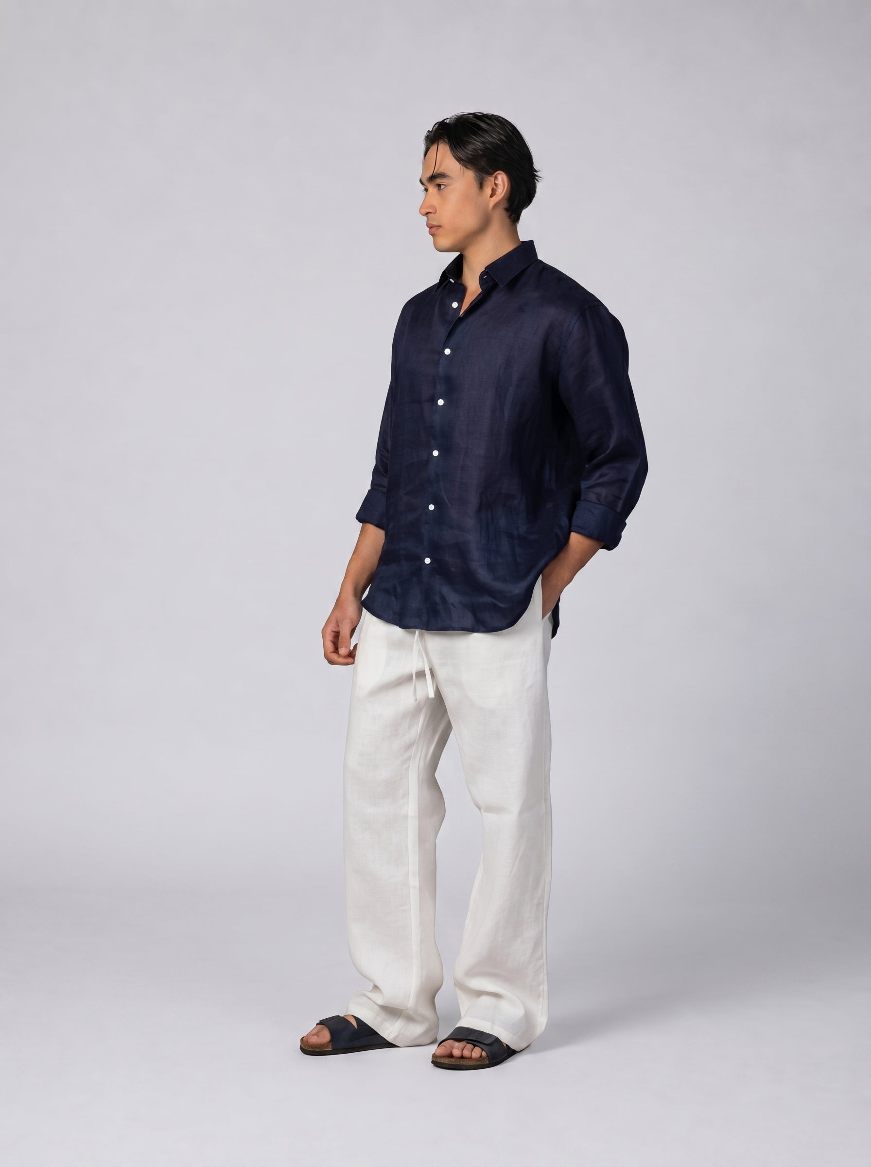 Classic Linen Shirt Volume 3 in Navy Blue