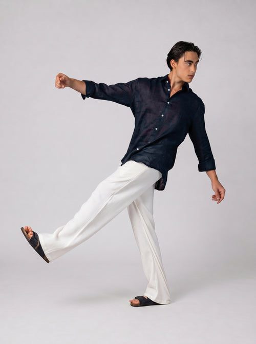 Classic Linen Shirt Volume 3 in Navy Blue