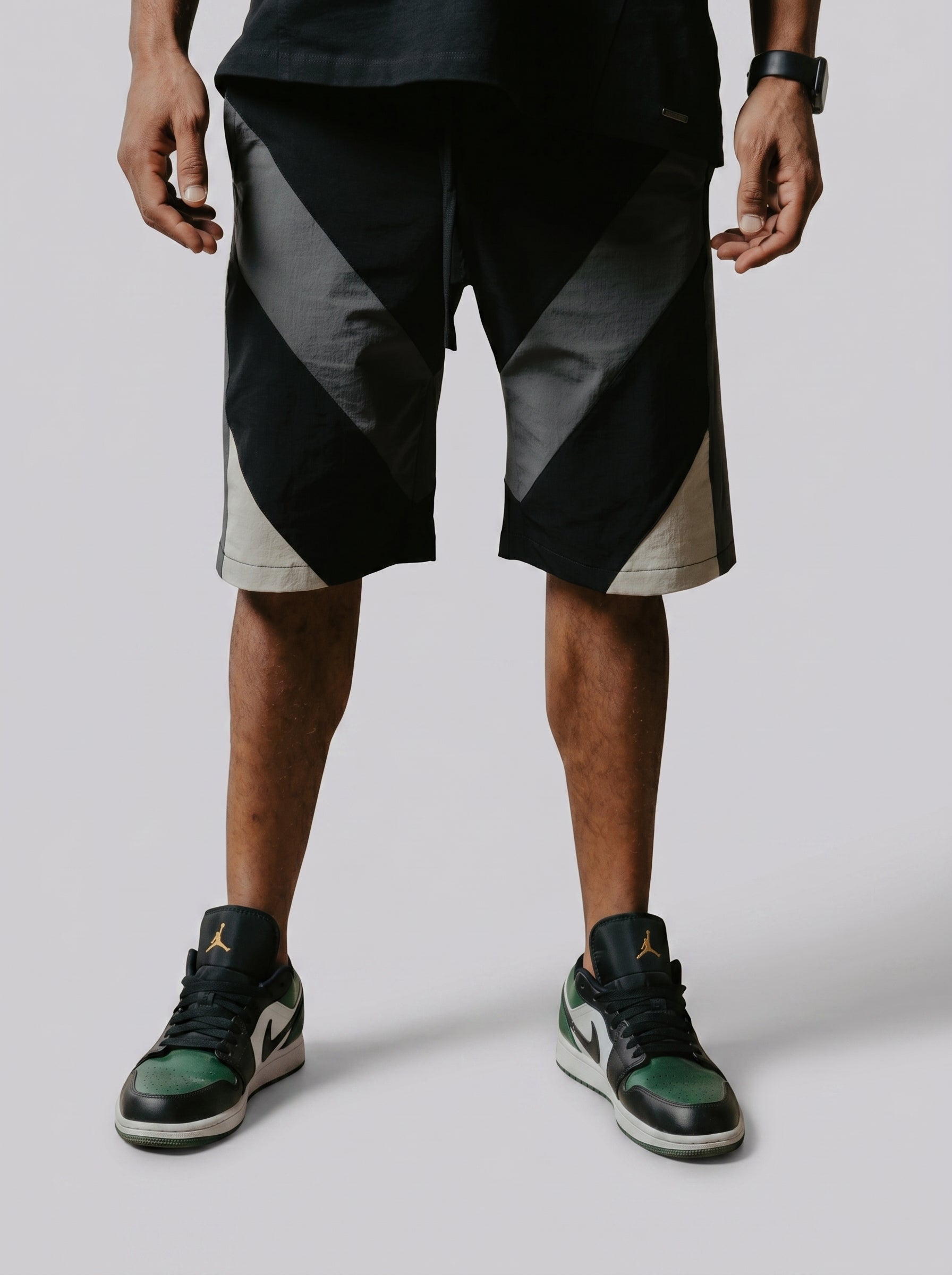Color block shorts in Black