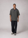 Contrast Collar knit Polo in Grey