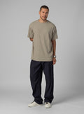 Crew neck Striped Knit T-Shirt in Biege