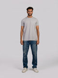 Curved Back O-Neck T-shirt in Light Grey