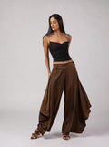 DRAPÉ Satin Pants in Brown