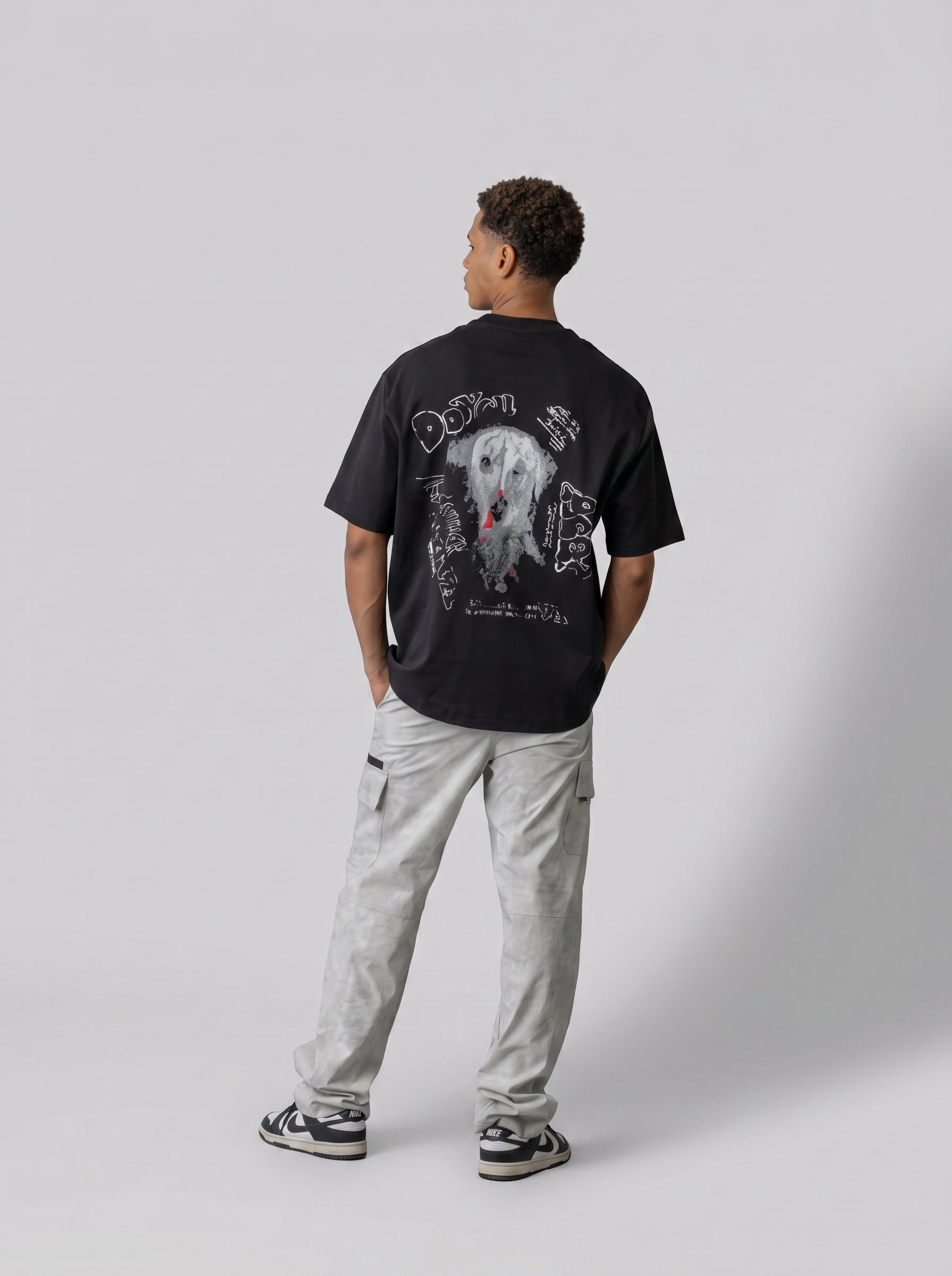 Dalmatian Sketch Oversized T-shirt in Black
