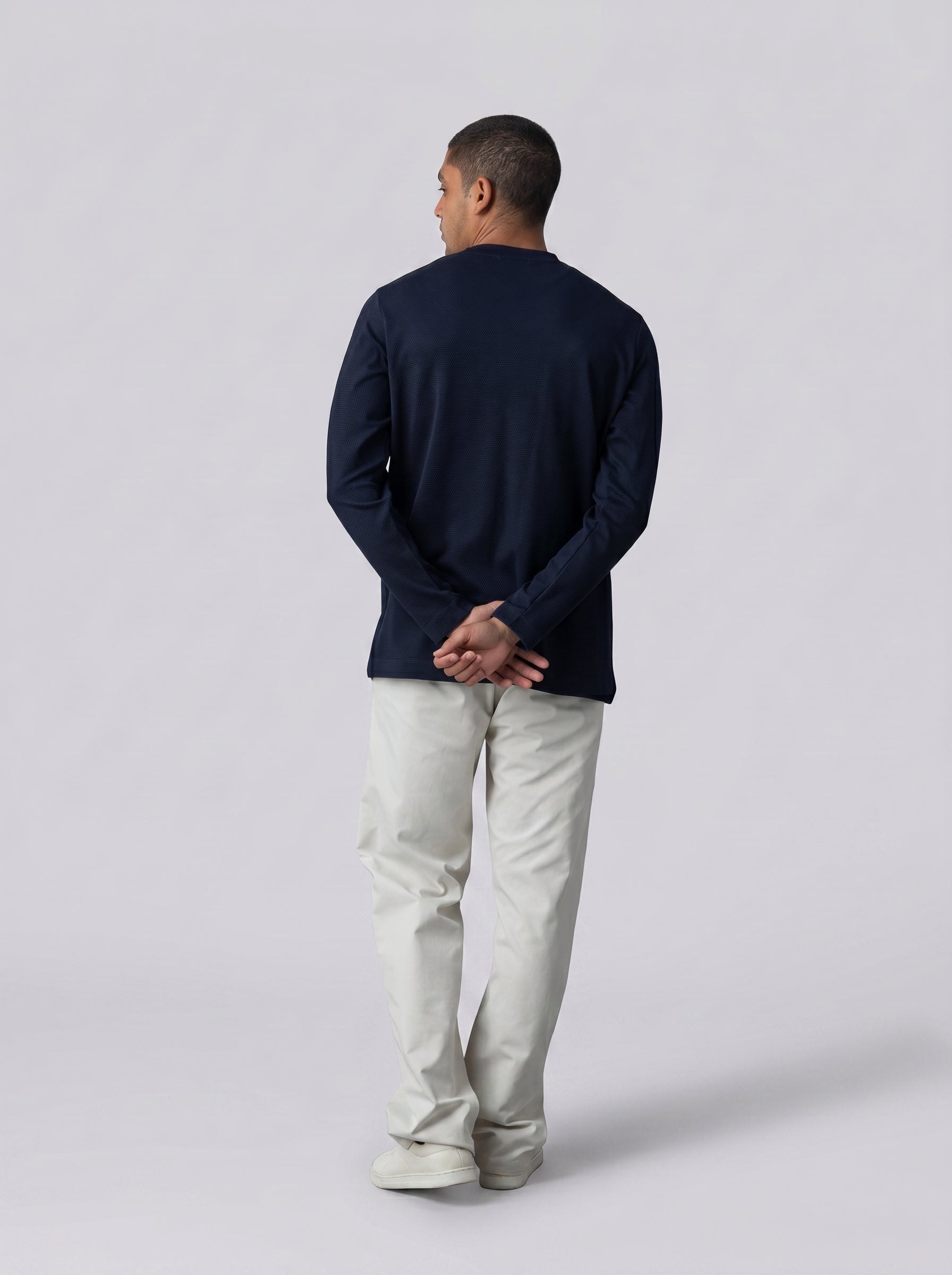 Half Neck Jumper in Navy Blue