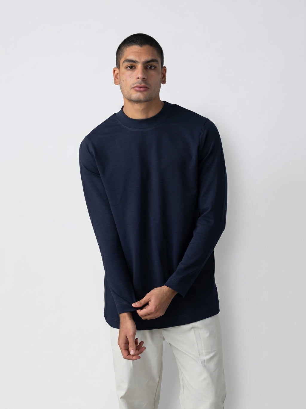 Half Neck Jumper in Navy Blue