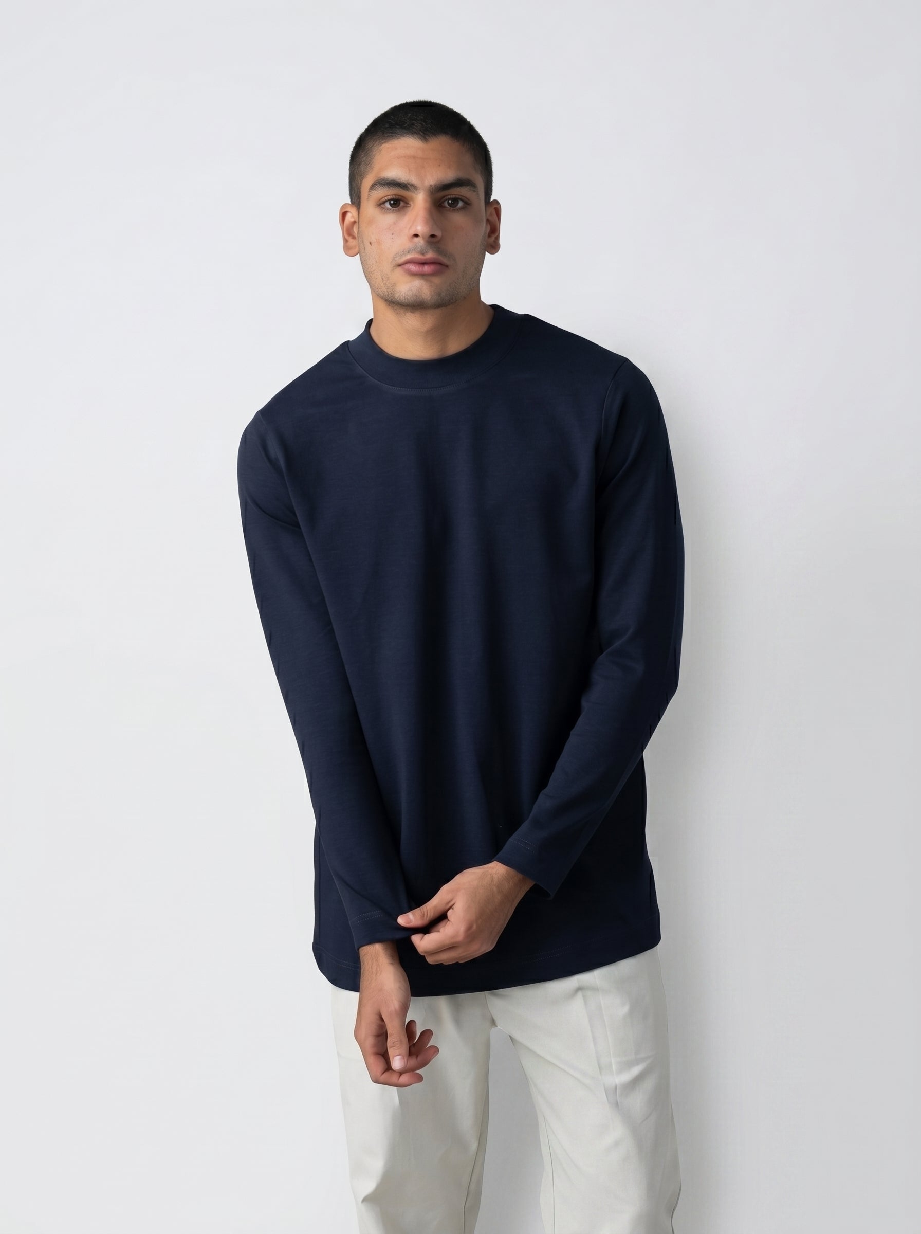 Half Neck Jumper in Navy Blue