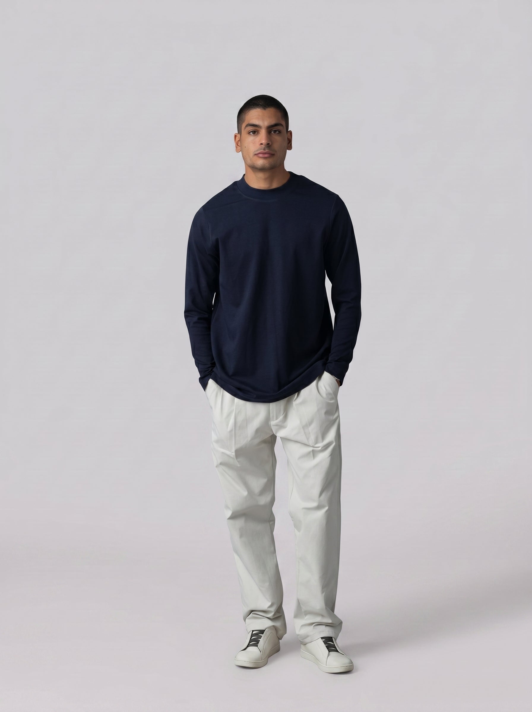 Half Neck Jumper in Navy Blue