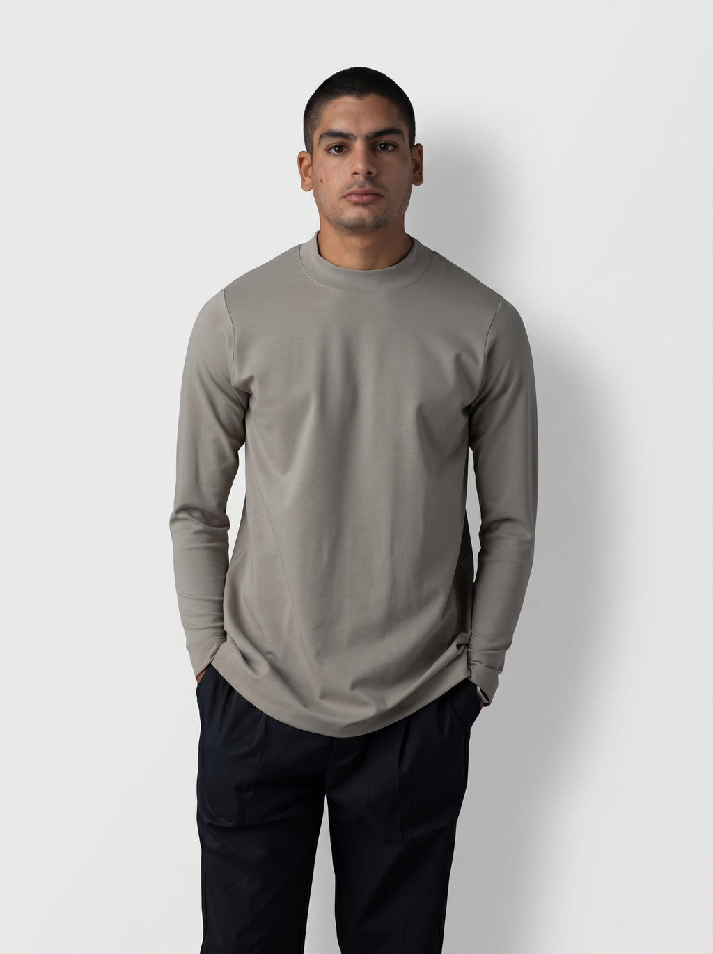 Half Neck Jumper in Olive