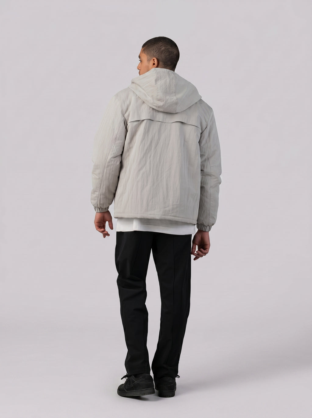Hooded Puffer Waterproof Jacket in Light grey