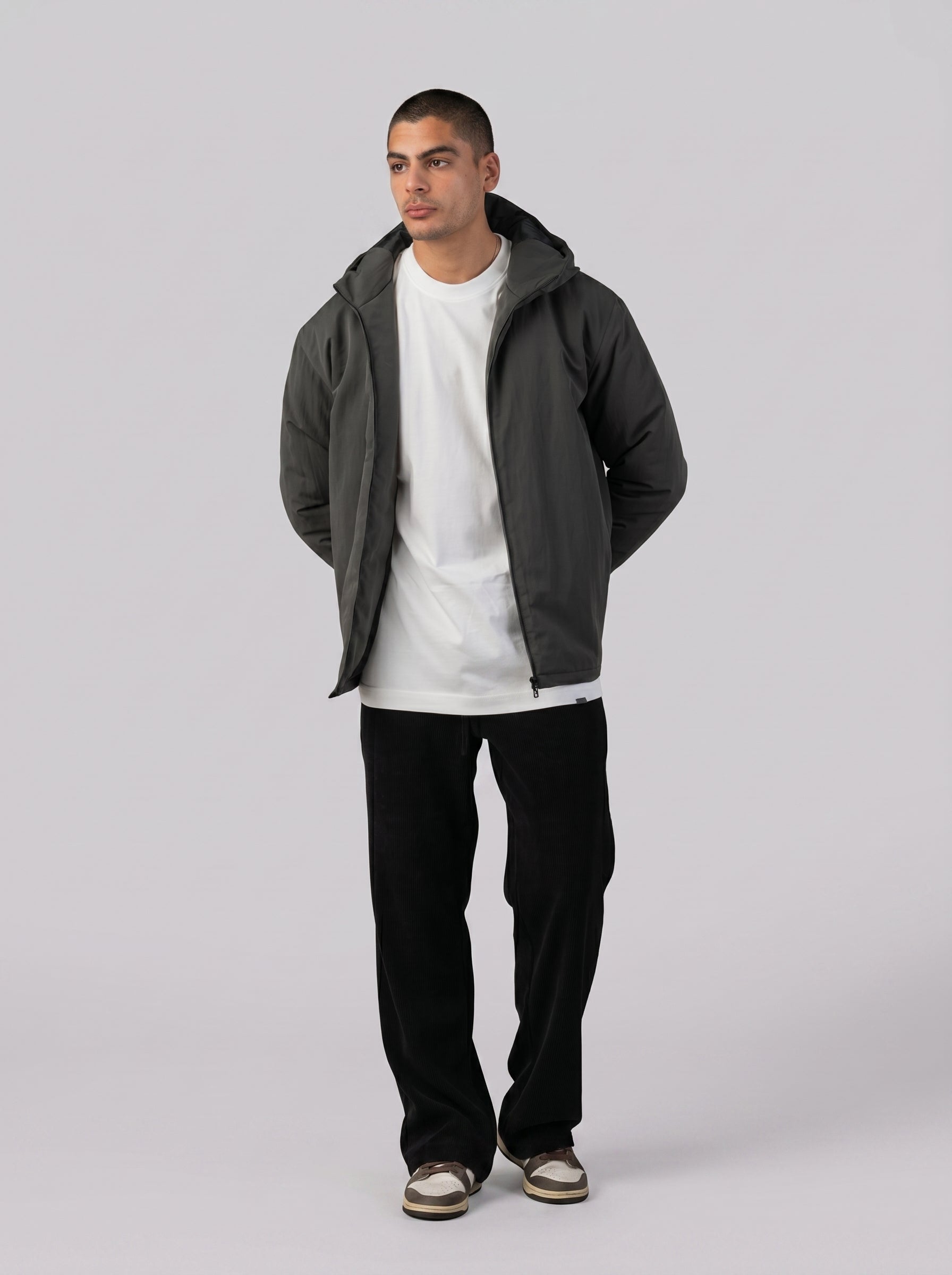 Hooded Puffer Waterproof Jacket in Olive