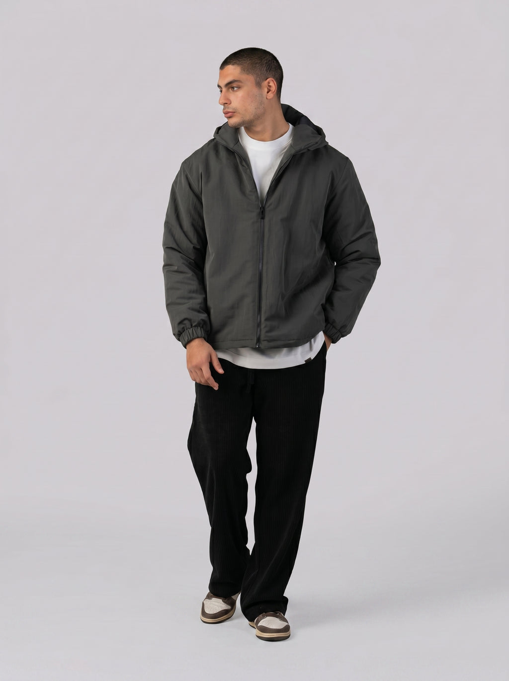 Hooded Puffer Waterproof Jacket in Olive