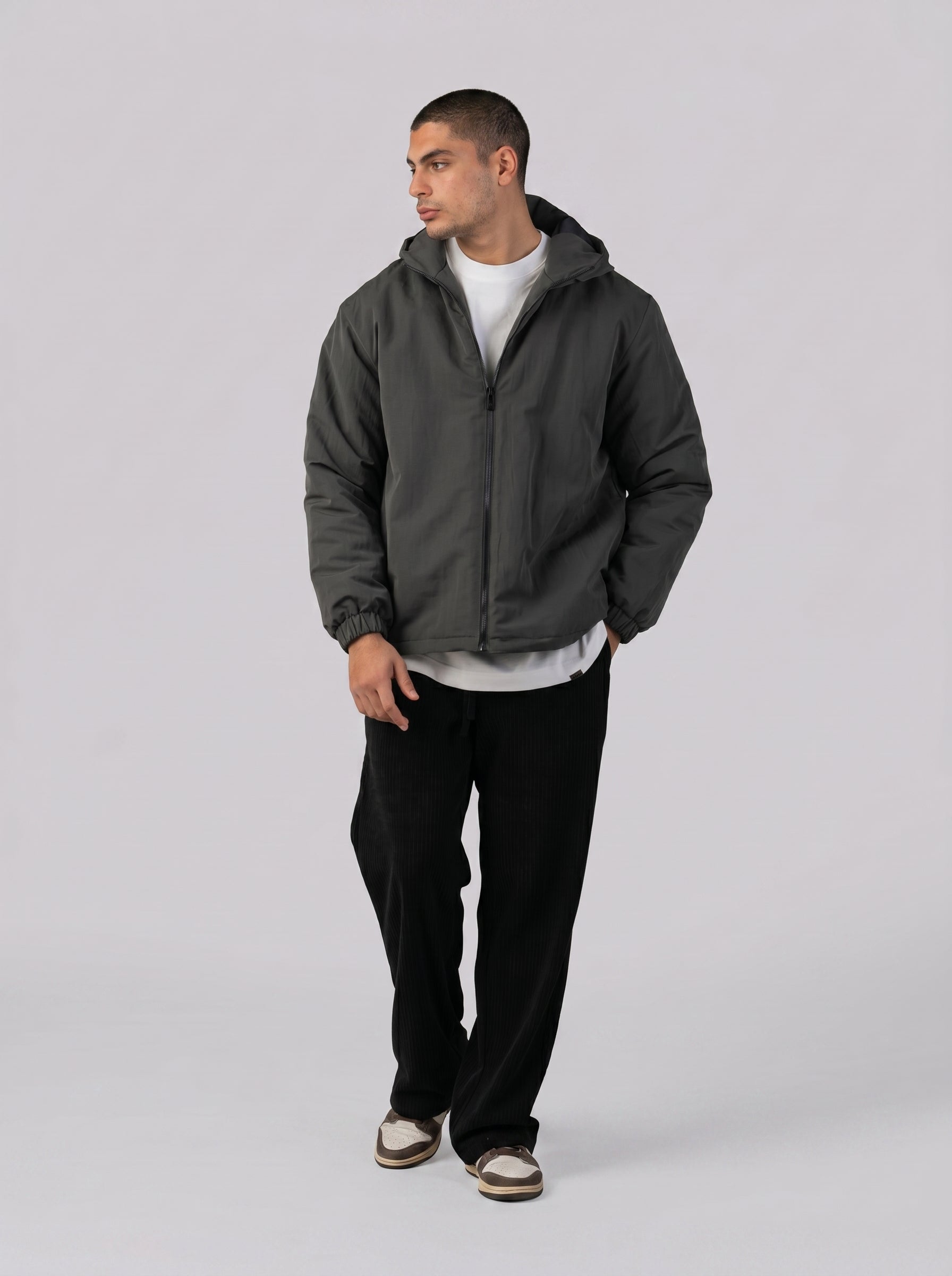 Hooded Puffer Waterproof Jacket in Olive