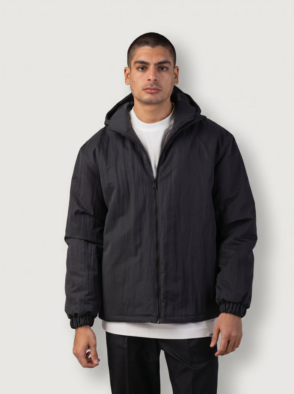 Hooded Puffer Waterproof Jacket in black