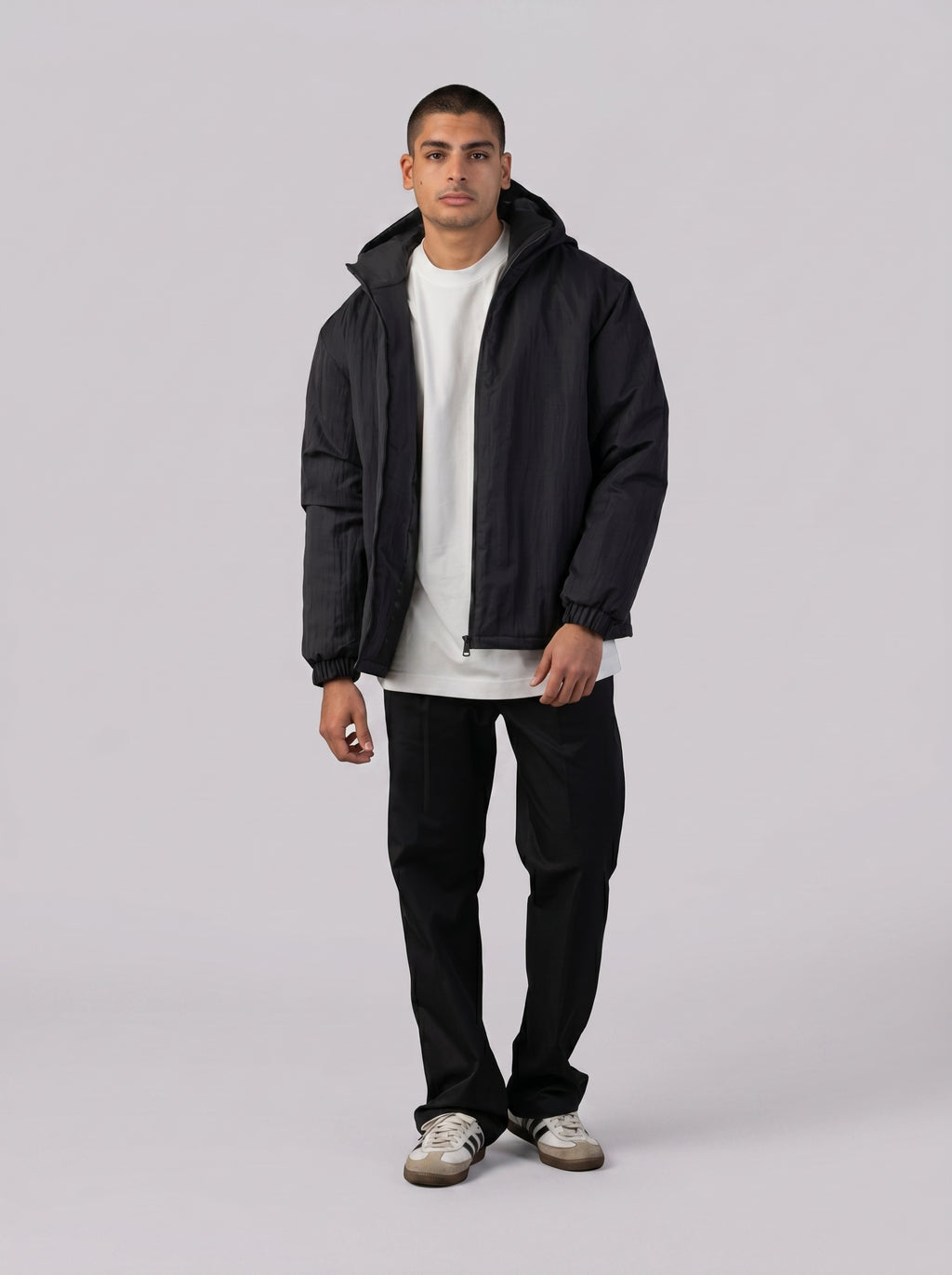 Hooded Puffer Waterproof Jacket in black