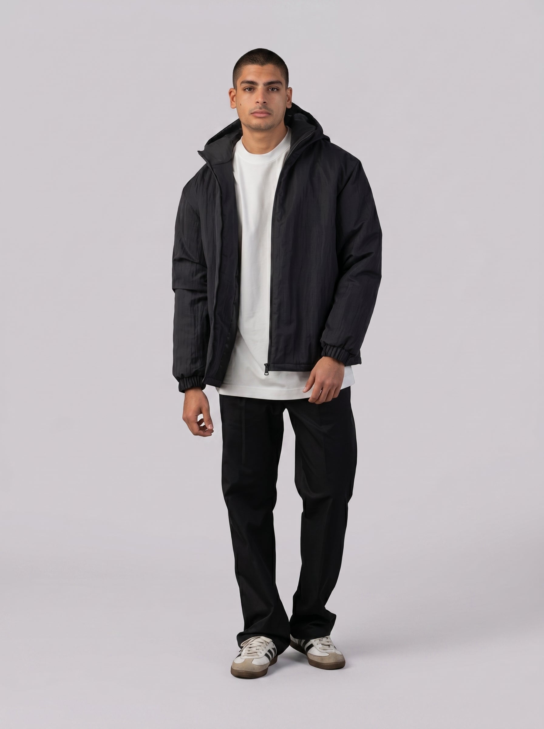 Hooded Puffer Waterproof Jacket in black