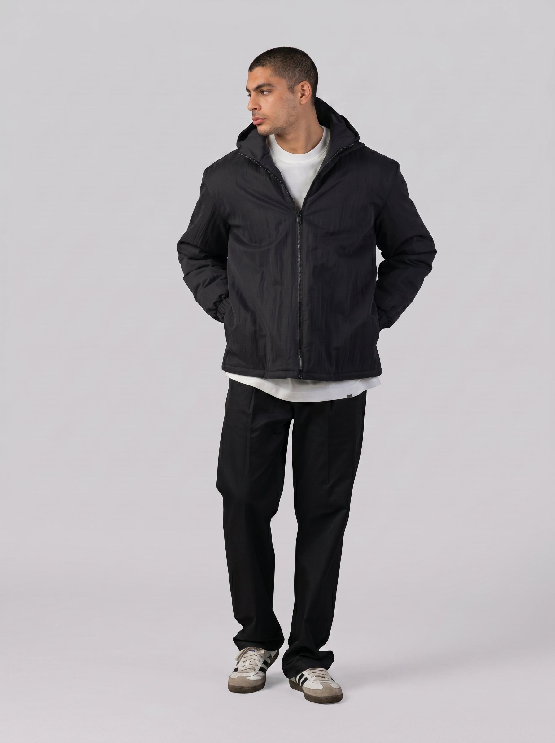 Hooded Puffer Waterproof Jacket in black