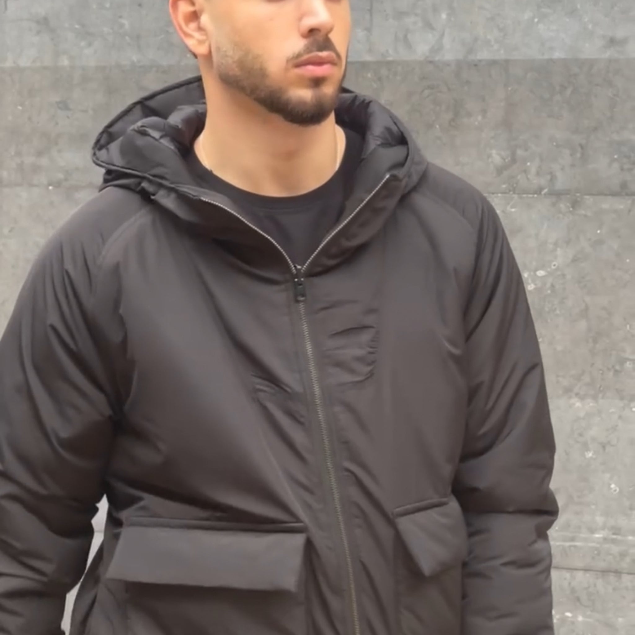 Double-Face Waterproof X Nylon jacket in black