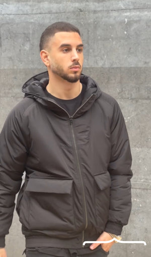 Double-Face Waterproof X Nylon jacket in black
