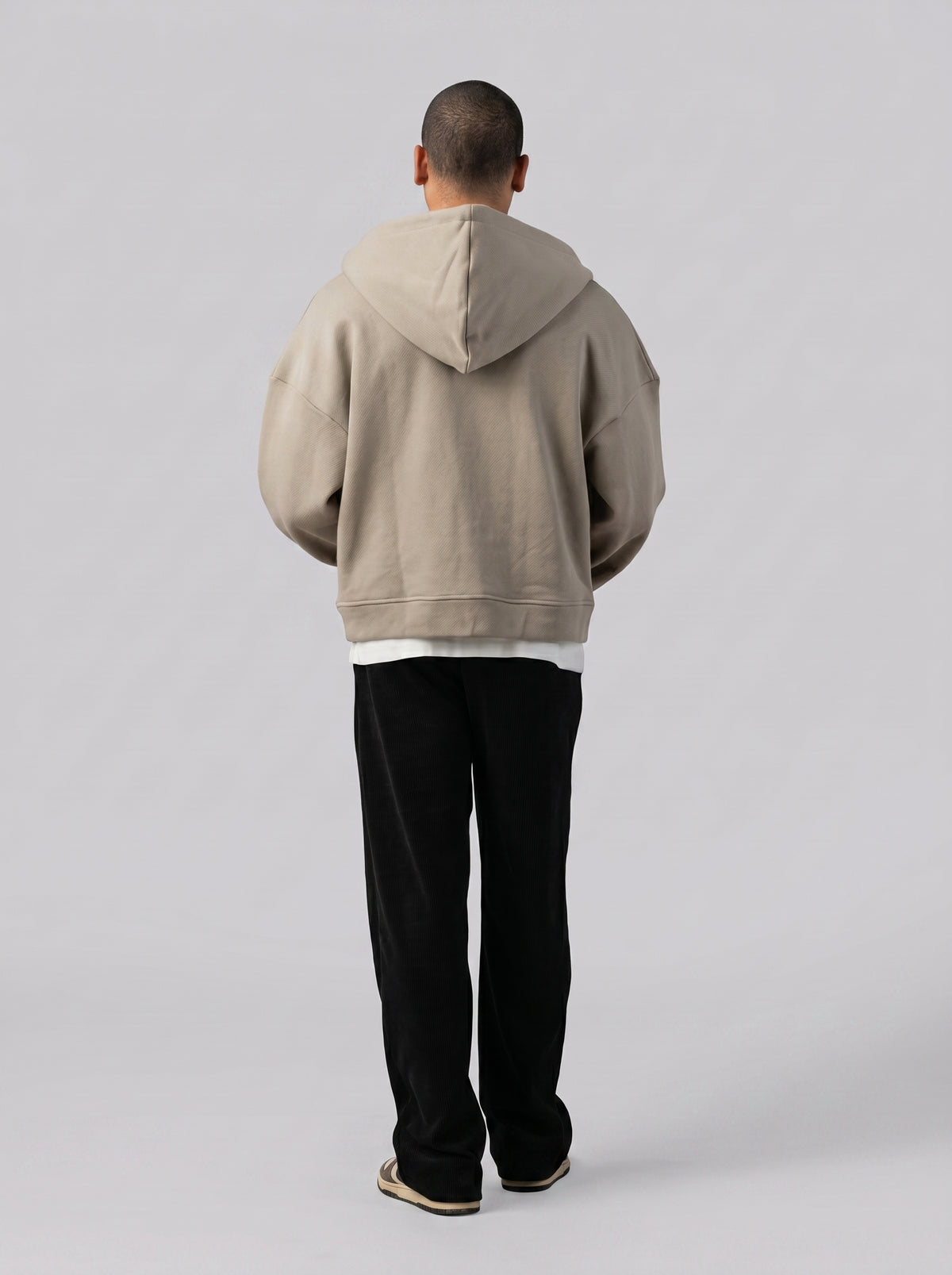 Two-Way Zip Hoodie in Light Olive