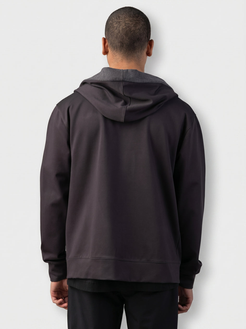 Layered Hooded Cardigan in Dark Grey