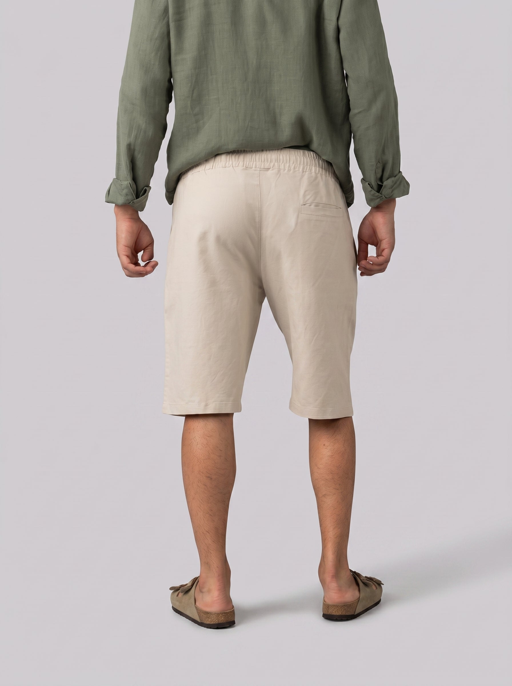 Linen Drawstring Short in Beige