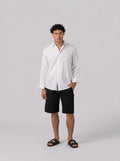 Linen Drawstring Short in Black