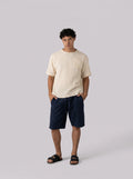 Linen Drawstring Short in Navy blue