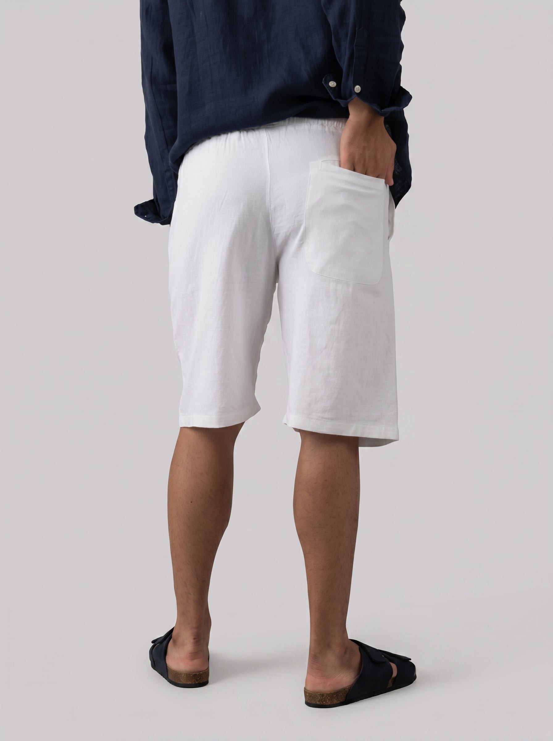 Linen Drawstring Short in White