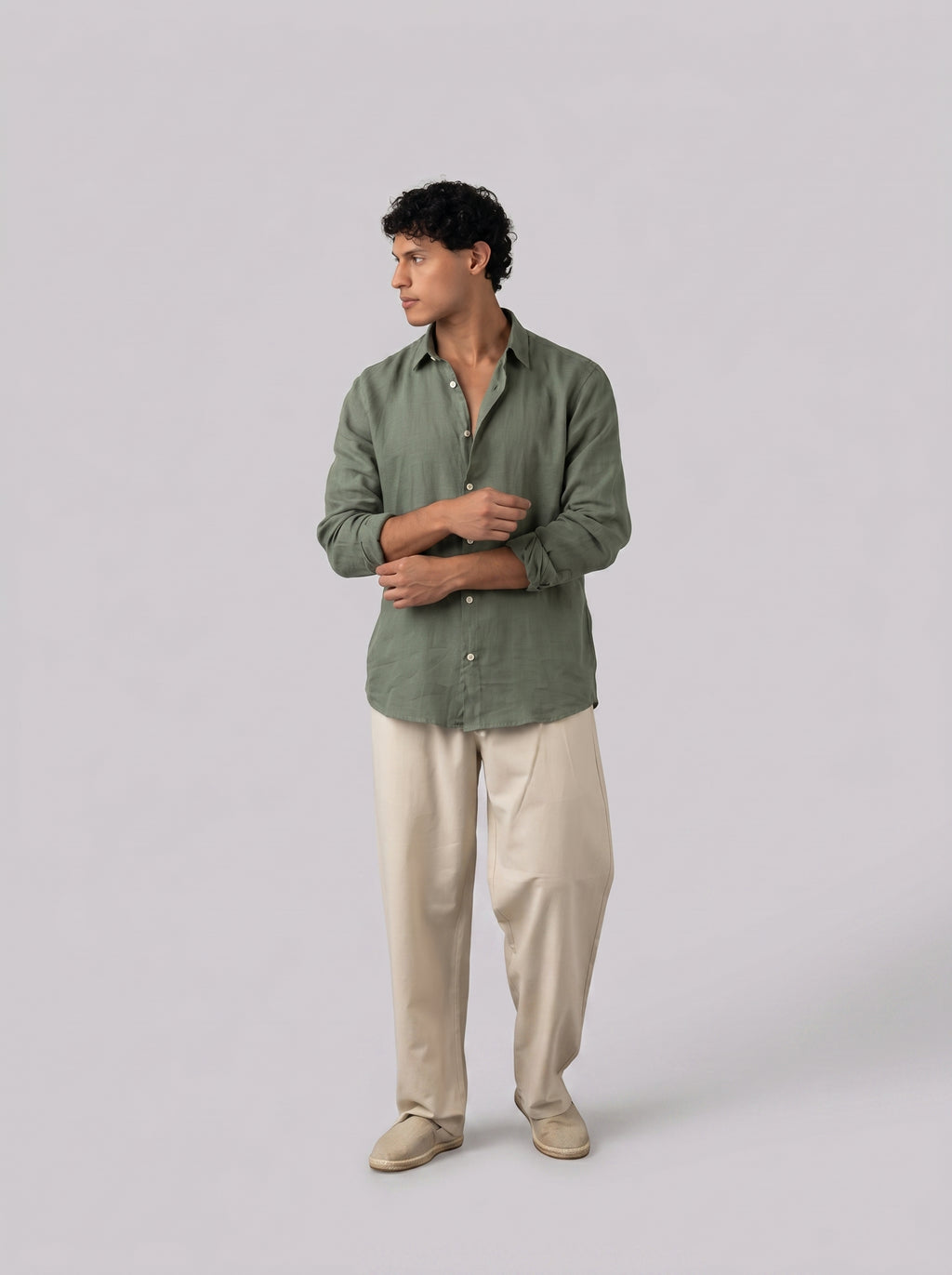 Linen Relaxed Pants in Beige