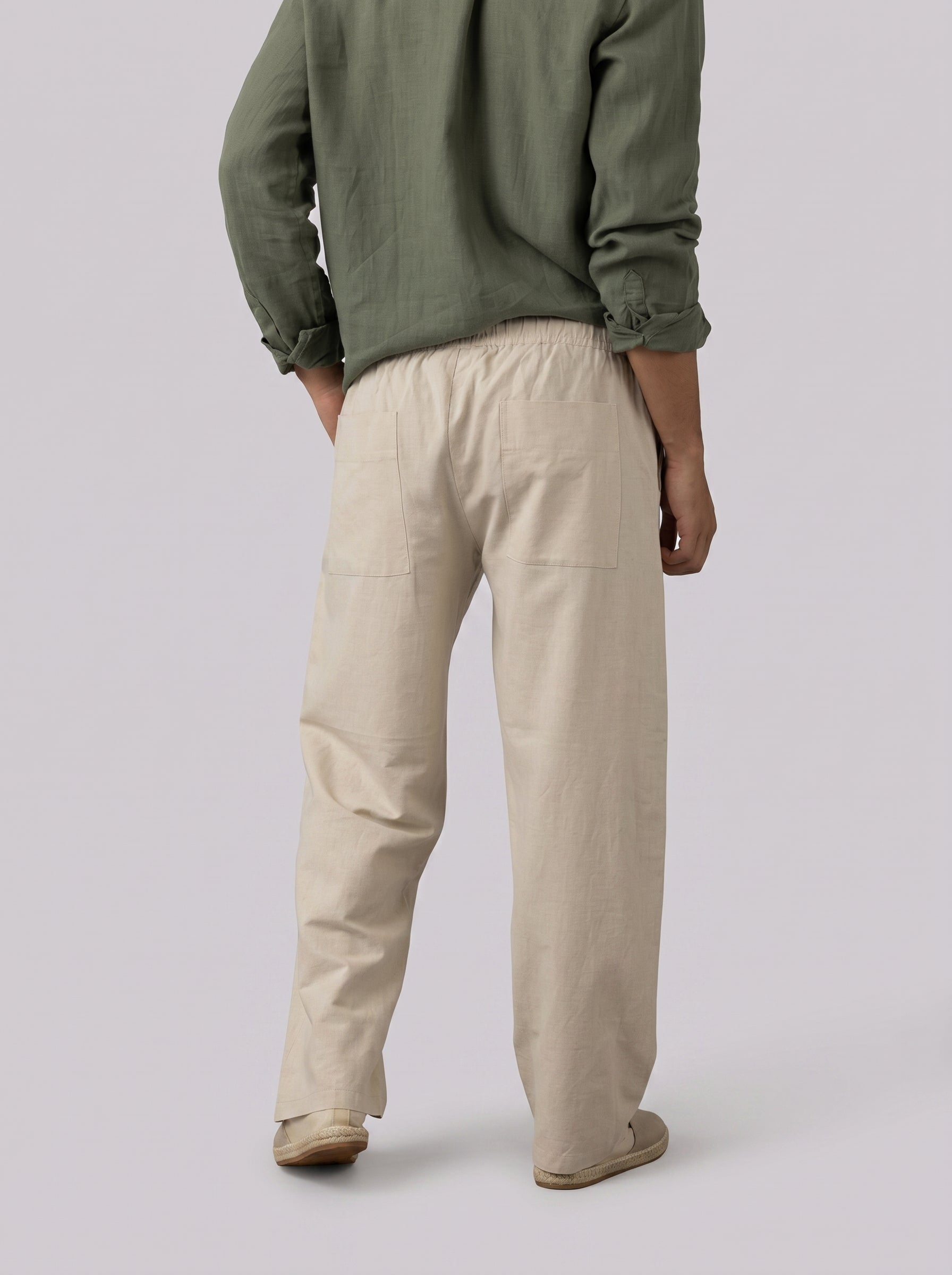 Linen Relaxed Pants in Beige