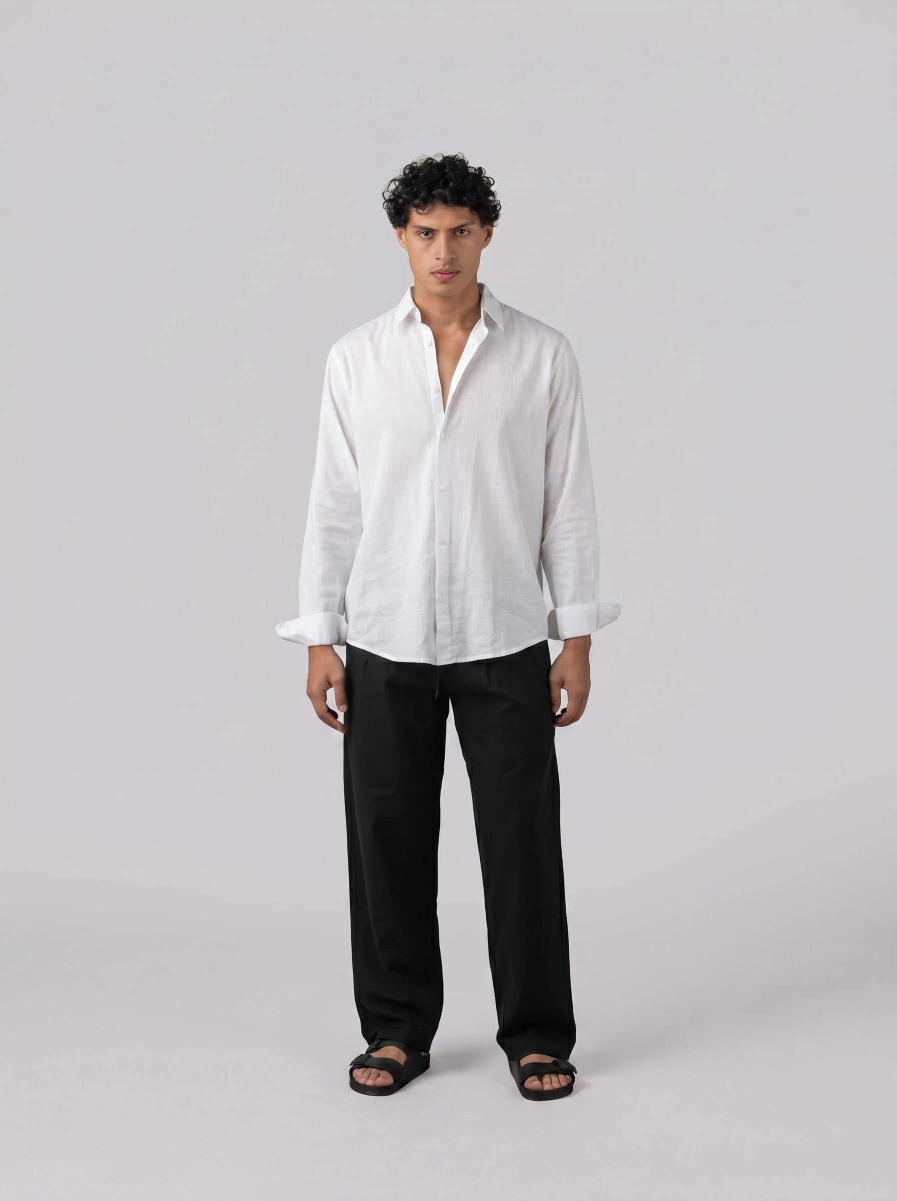 Linen Relaxed Pants in Black
