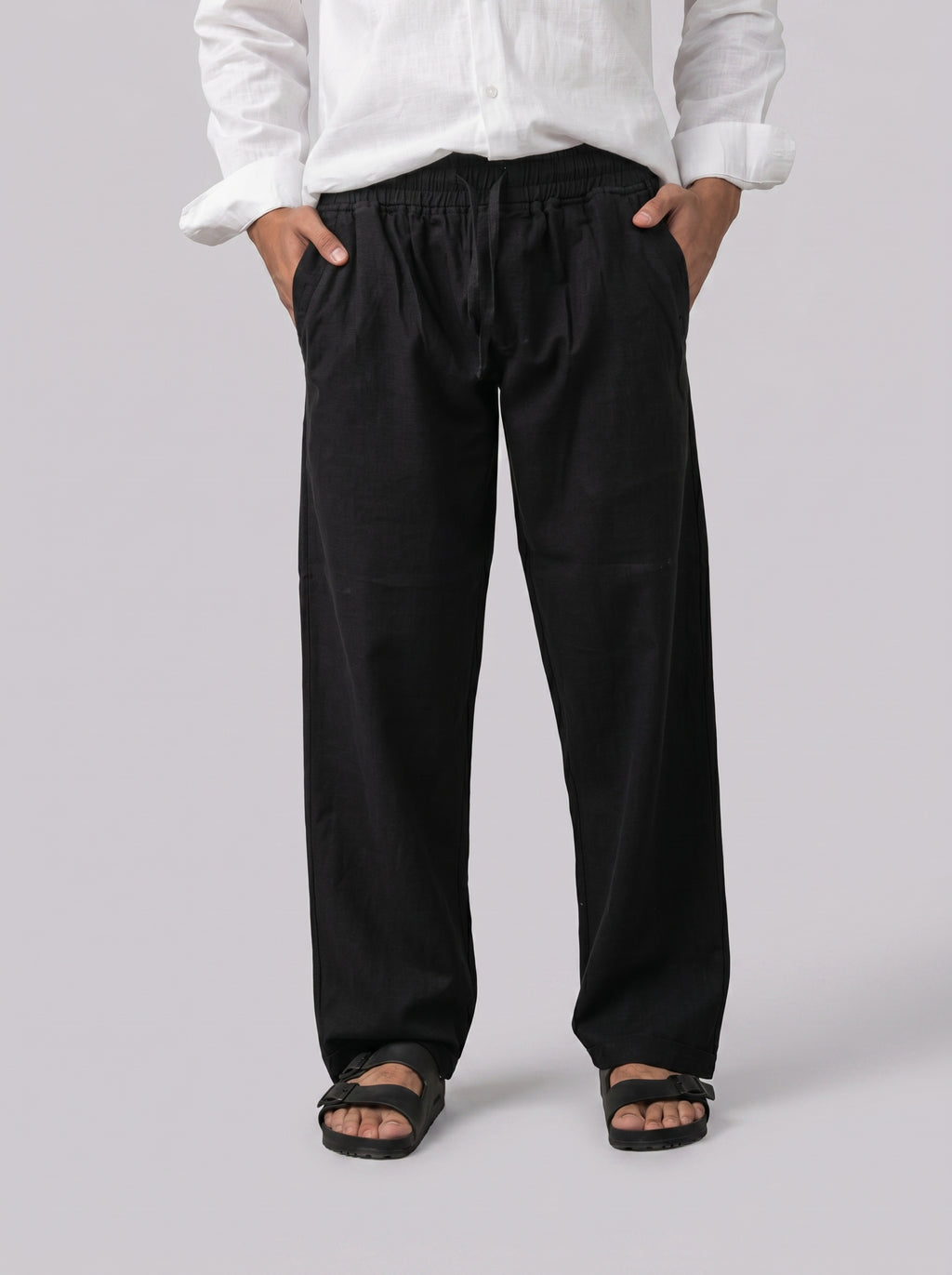 Linen Relaxed Pants in Black