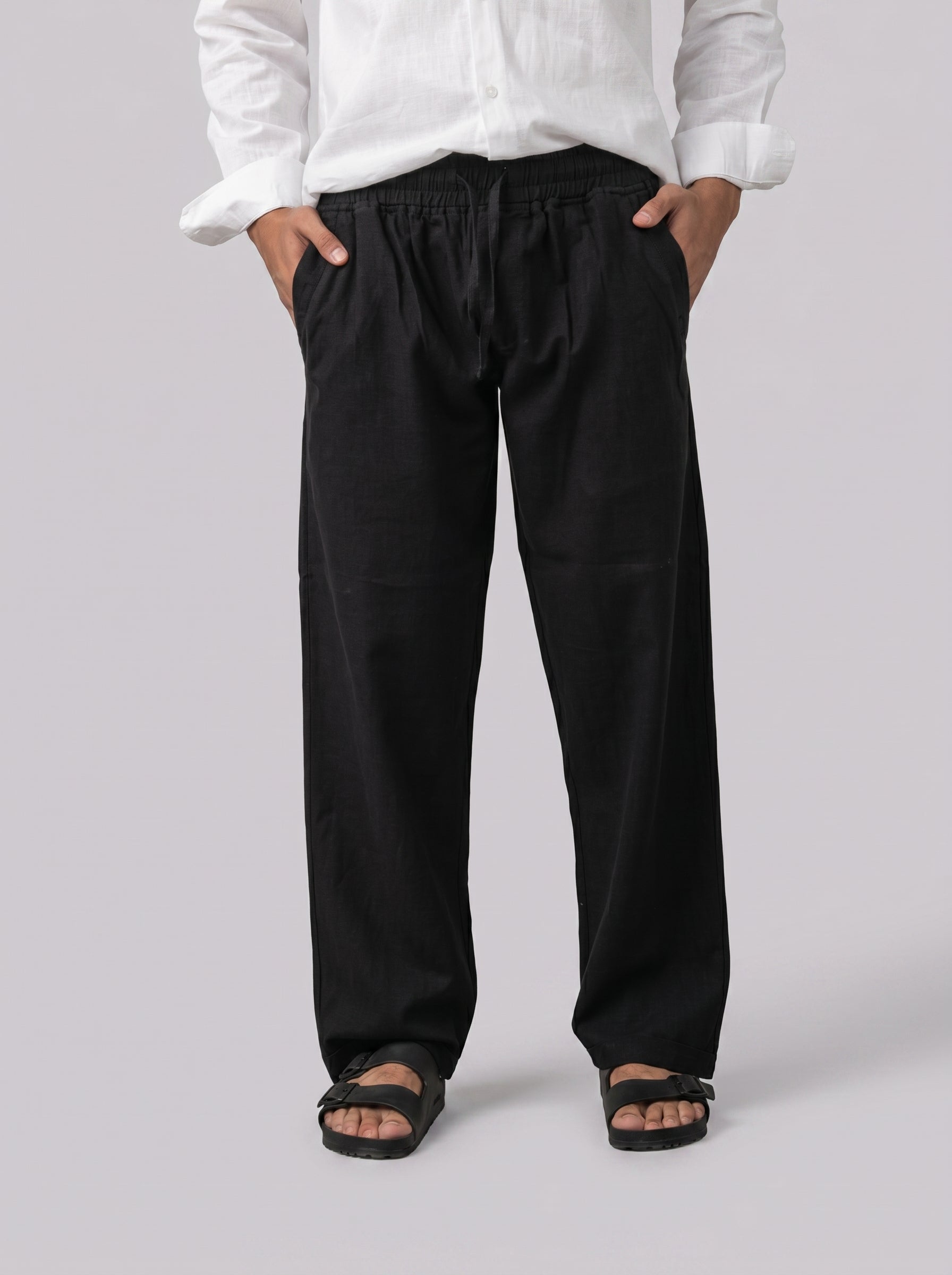Linen Relaxed Pants in Black