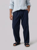 Linen Relaxed Pants in Navy Blue