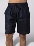 Linen short volume 2 in Navy blue