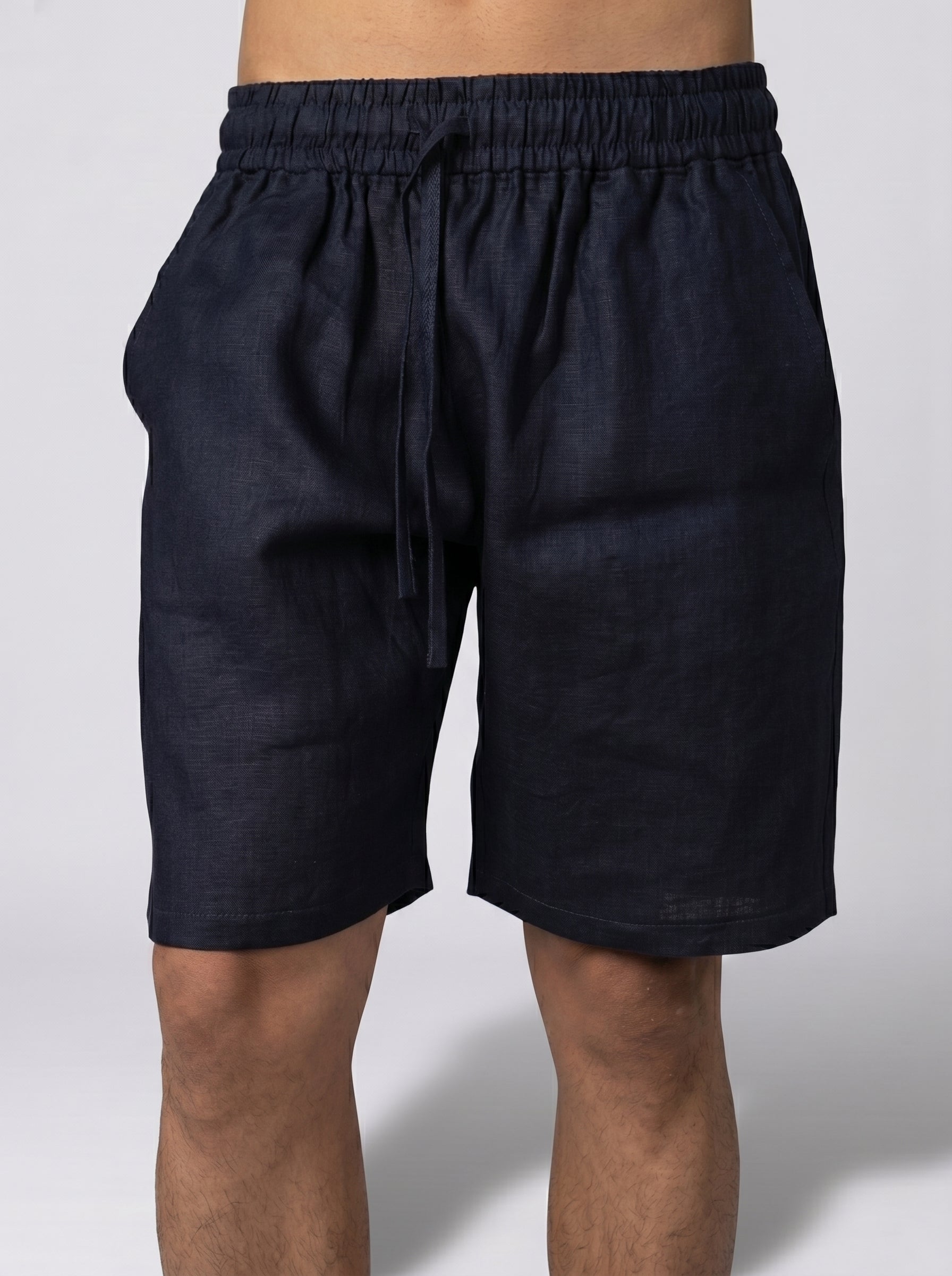Linen short volume 2 in Navy blue